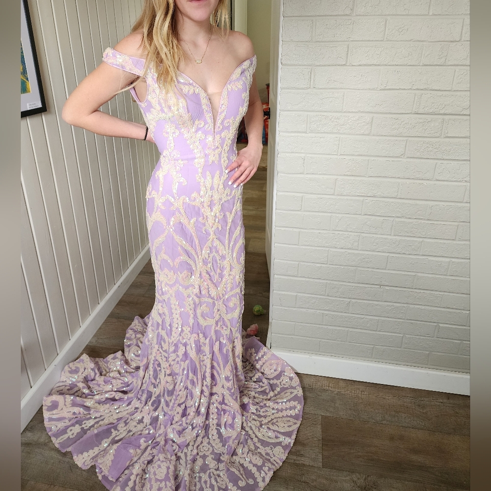 Jovani Prom Dress Size 2 Fitted Ballgown Purple Iridescent Pageant